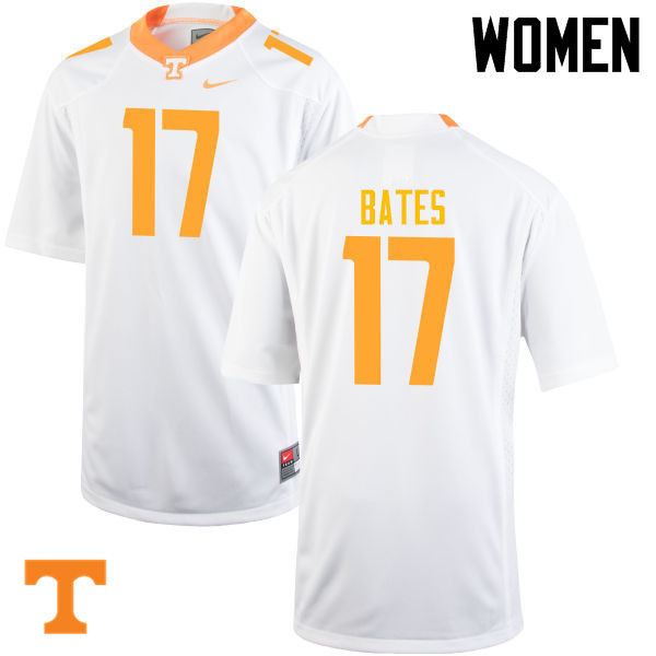 Women #17 Dillon Bates Tennessee Volunteers College Football Jerseys-White - Click Image to Close